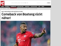 Bild zum Artikel: Comeback von Boateng rückt näher! Gute Nachrichten von Jerome Boateng. Nach SPORT BILD-Informationen kann der Bayern-Star in zehn bis 14 Tagen bereits mit dem Lauftraining beginnen. »