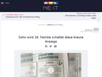 Bild zum Artikel: Sohn wird 18: Familie schaltet diese krasse Anzeige