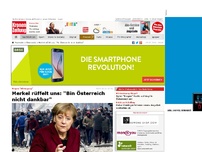 Bild zum Artikel: Merkel rüffelt uns: 'Bin Österreich nicht dankbar'