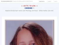 Bild zum Artikel: Nadine Krotzmann wird seit Montag vermisst - Bitte helfen Sie mit!