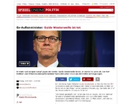 Bild zum Artikel: Ex-Außenminister: Guido Westerwelle ist tot