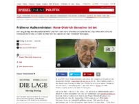 Bild zum Artikel: Früherer Außenminister: Hans-Dietrich Genscher ist tot