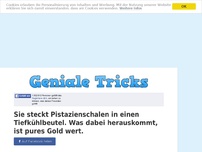 Bild zum Artikel: Sie steckt Pistazienschalen in einen Tiefkühlbeutel. Was dabei herauskommt, ist pures Gold wert.