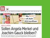 Bild zum Artikel: Aktuelle Umfrage - Sollen Angela Merkel und Joachim Gauck bleiben?