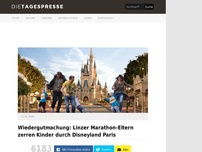 Bild zum Artikel: Wiedergutmachung: Linzer Marathon-Eltern zerren Kinder durch Disneyland Paris