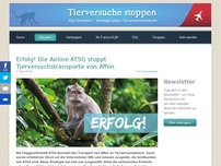 Bild zum Artikel: Erfolg! Die Airline ATSG stoppt Tierversuchstransporte von Affen