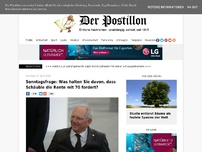Bild zum Artikel: Sonntagsfrage: Was sagen Sie zu Schäubles Forderung nach der Rente mit 70?
