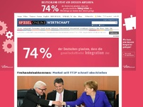 Bild zum Artikel: Freihandelsabkommen: Merkel will TTIP schnell abschließen