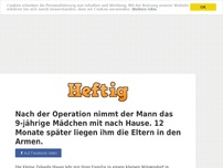 Bild zum Artikel: Nach der Operation nimmt der Mann das 9-jährige Mädchen mit nach Hause. 12 Monate später liegen...