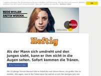 Bild zum Artikel: Als der Mann sich umdreht und den Jungen sieht, kann er ihm nicht in die Augen sehen. Sofort...