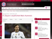 Bild zum Artikel: Vertrag bis 2021:FC Bayern verpflichtet Mats Hummels