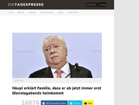 Bild zum Artikel: Häupl erklärt Familie, dass er ab jetzt immer erst Dienstagabends heimkommt