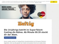 Bild zum Artikel: Die 14-Jährige betritt im Super-Talent-Casting die Bühne. Ab Minute 00:39 stockt dir der Atem.