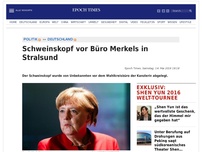 Bild zum Artikel: Schweinskopf vor Büro Merkels in Stralsund