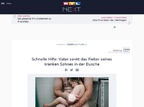 Bild zum Artikel: Schnelle Hilfe: Vater senkt das Fieber seines kranken Sohnes in der Dusche