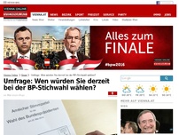 Bild zum Artikel: Umfrage: Wen würden Sie derzeit bei der BP-Stichwahl wählen?