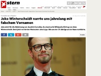 Bild zum Artikel: Cornelius nur erfunden: Joko Winterscheidt narrte uns jahrelang mit falschem Vornamen