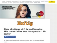 Bild zum Artikel: Diese alte Dame wirft ihrem Mann eine Pille in den Kaffee. Was dann passiert? Ein Brüller!