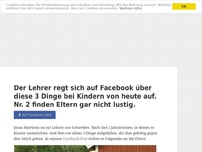 Bild zum Artikel: Der Lehrer regt sich auf Facebook über diese 3 Dinge bei Kindern von heute auf. Nr. 2 finden...