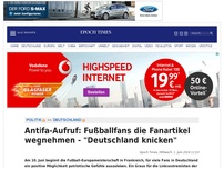 Bild zum Artikel: Antifa-Aufruf: Fußballfans die Fanartikel wegnehmen - 'Deutschland knicken'