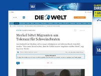 Bild zum Artikel: Bundeskanzlerin: Merkel bittet Migranten um Toleranz für Schweinebraten