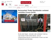 Bild zum Artikel: Burkaverbot: Tiroler Sporthändler verbietet verhüllten Frauen Zutritt