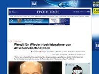 Bild zum Artikel: Wendt für Wiederinbetriebnahme von Abschiebehaftanstalten