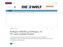 Bild zum Artikel: Türkei: Erdogan schließt 45 Zeitungen, 16 TV- und 23 Radio-Sender