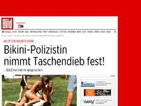 Bild zum Artikel: In Stockholmer Park - Bikini-Polizistin  nimmt Taschendieb fest!