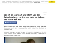 Bild zum Artikel: Sie ist 17 Jahre alt und steht vor der Entscheidung: zu Sterben oder zu Leben. Sie wählt den Tod.