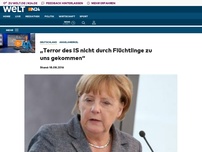 Bild zum Artikel: Angela Merkel: 'Terror des IS nicht durch Flüchtlinge zu uns gekommen'