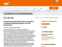 Bild zum Artikel: Präsidentschaftskandidat Hofer unterstützt strengeres Integrationsgesetz und will Burkaverbot
