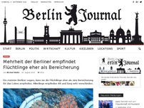 Bild zum Artikel: Mehrheit der Berliner empfindet Flüchtlinge eher als Bereicherung