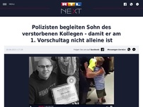 Bild zum Artikel: Polizisten begleiten Sohn des verstorbenen Kollegen - damit er am 1. Vorschultag nicht alleine ist