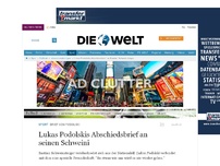 Bild zum Artikel: Brief von Podolski: Lukas Podolskis Abschiedsbrief an seinen Schweini