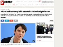 Bild zum Artikel: Persönlicher Angriff: AfD-Chefin Petry hält Merkel Kinderlosigkeit vor