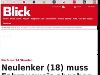 Bild zum Artikel: Nach nur 24 Stunden: Neulenker (18) muss Fahrausweis abgeben