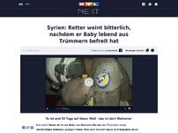 Bild zum Artikel: Syrien: Retter weint bitterlich, als er Baby lebend aus Trümmern befreit