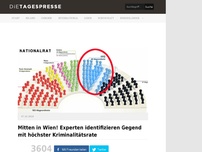 Bild zum Artikel: Mitten in Wien! Experten identifizieren Gegend mit höchster Kriminalitätsrate