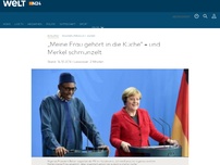Bild zum Artikel: Nigerias Präsident Buhari: 'Meine Frau gehört in die Küche' – und Merkel schmunzelt