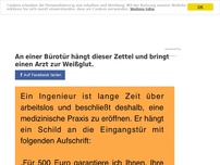 Bild zum Artikel: An einer Bürotür hängt dieser Zettel und bringt einen Arzt zur Weißglut.