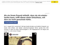 Bild zum Artikel: Als sie ihrem Freund mitteilt, dass sie nie wieder laufen kann, trifft dieser einen Entschluss, mit dem sie nicht gerechnet hätte.