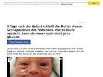 Bild zum Artikel: 5 Tage nach der Geburt schießt die Mutter diesen Schnappschuss des Frühchens. Wie es heute aussieht, kann sie immer noch nicht ganz glauben.