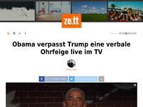 Bild zum Artikel: Obama verpasst Trump eine verbale Ohrfeige live im TV