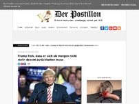 Bild zum Artikel: Trump froh, dass er sich ab morgen nicht mehr dezent zurückhalten muss