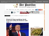 Bild zum Artikel: Einigung bei Regierungsbildung: Donald Trump leitet künftig alle Ministerien selbst