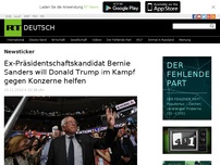 Bild zum Artikel: Ex-Präsidentschaftskandidat Bernie Sanders will Donald Trump im Kampf gegen Konzerne helfen