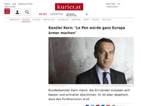 Bild zum Artikel: Kanzler Kern: 'Le Pen würde ganz Europa ärmer machen'