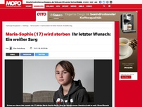 Bild zum Artikel: Maria-Sophie (17) wird sterben: Ihr letzter Wunsch: Ein weißer Sarg