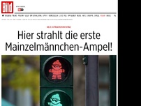 Bild zum Artikel: Neue Attraktion - Hier strahlt die erste Mainzelmännchen-Ampel!